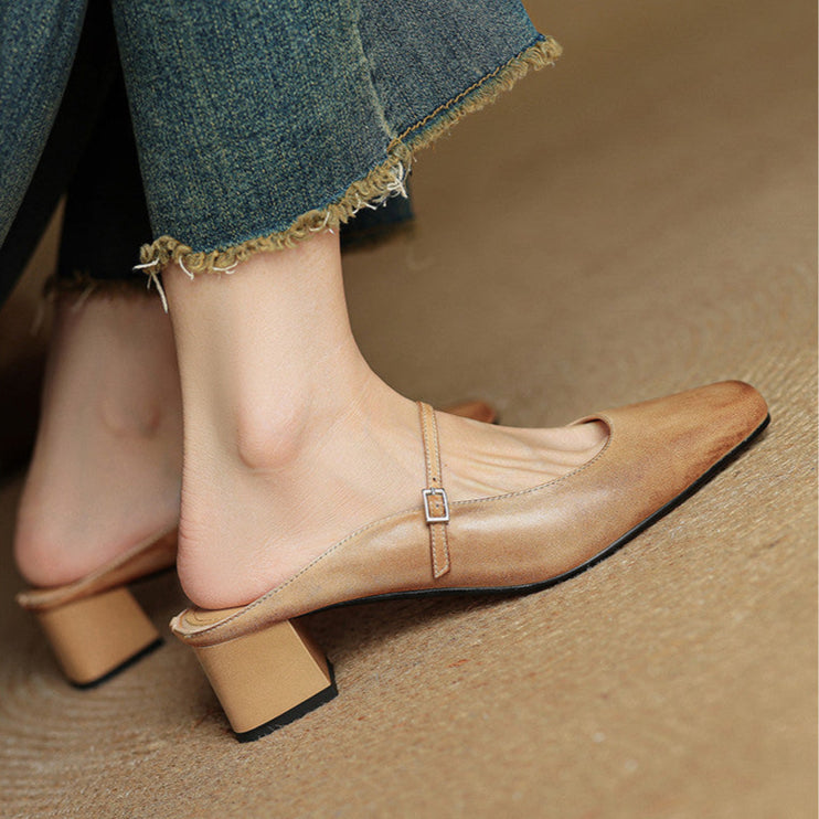 Alicia – Mules in pelle naturale