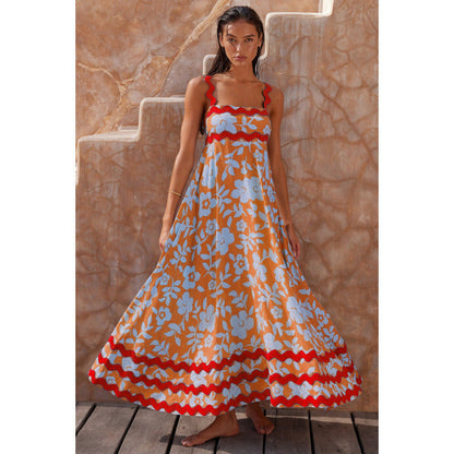 Wrenley - Abito maxi Boho di Collo Desgarrado