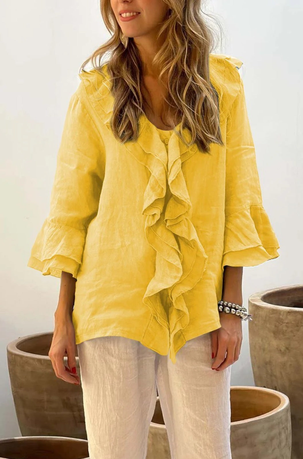 Primrose – Blusa Tunica con Volant nel Davanti