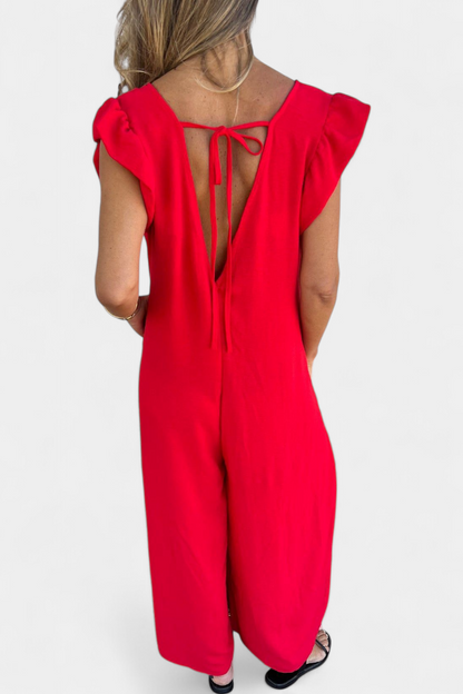 Isela Jumpsuit di Collo a V con Stampa di Leopardo