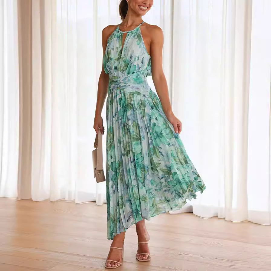 Celestine – Abito Maxi con Scollo Halter Plissettato