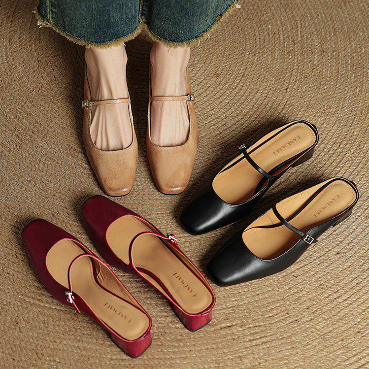 Alicia – Mules in pelle naturale
