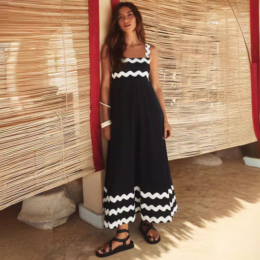Wrenley - Abito Maxi Boho con Scollo Cortado