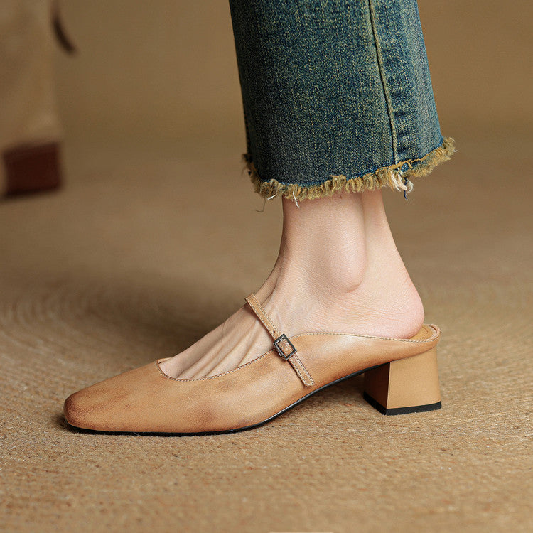Alicia – Mules in pelle naturale