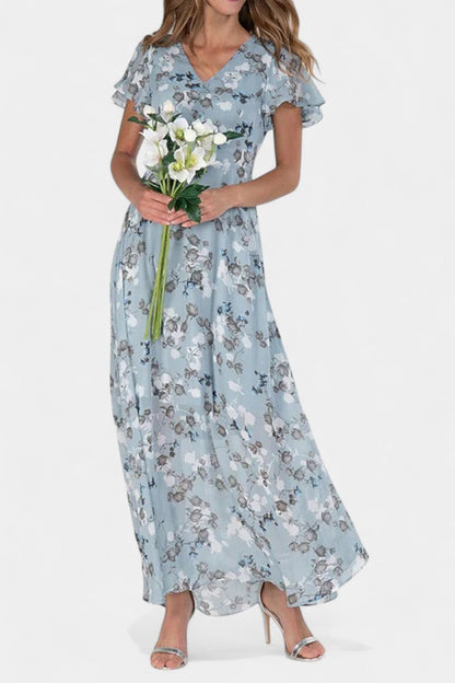 Amara Abito maxi Floreale con scollo a V