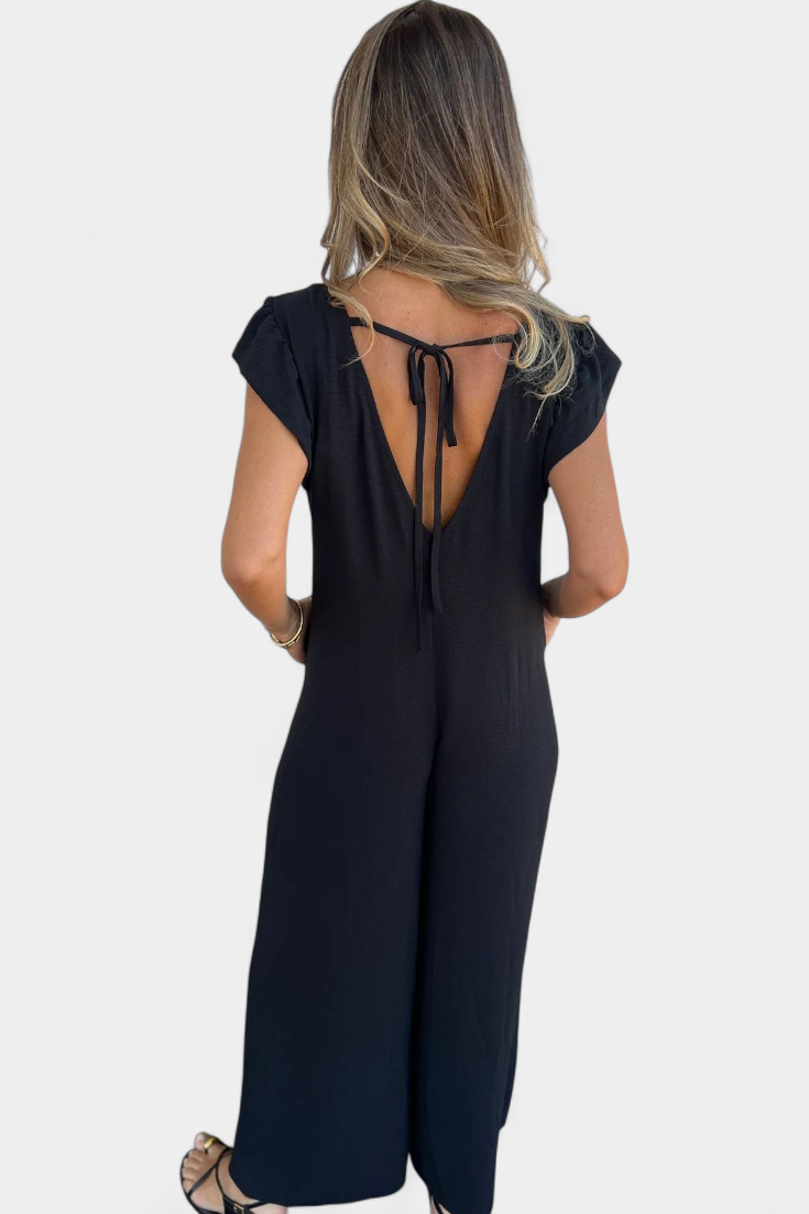 Isela Jumpsuit di Collo a V con Stampa di Leopardo