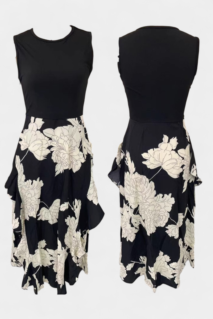 Raquel Abito con Top di Punto e Gonna Floreale con Spacco