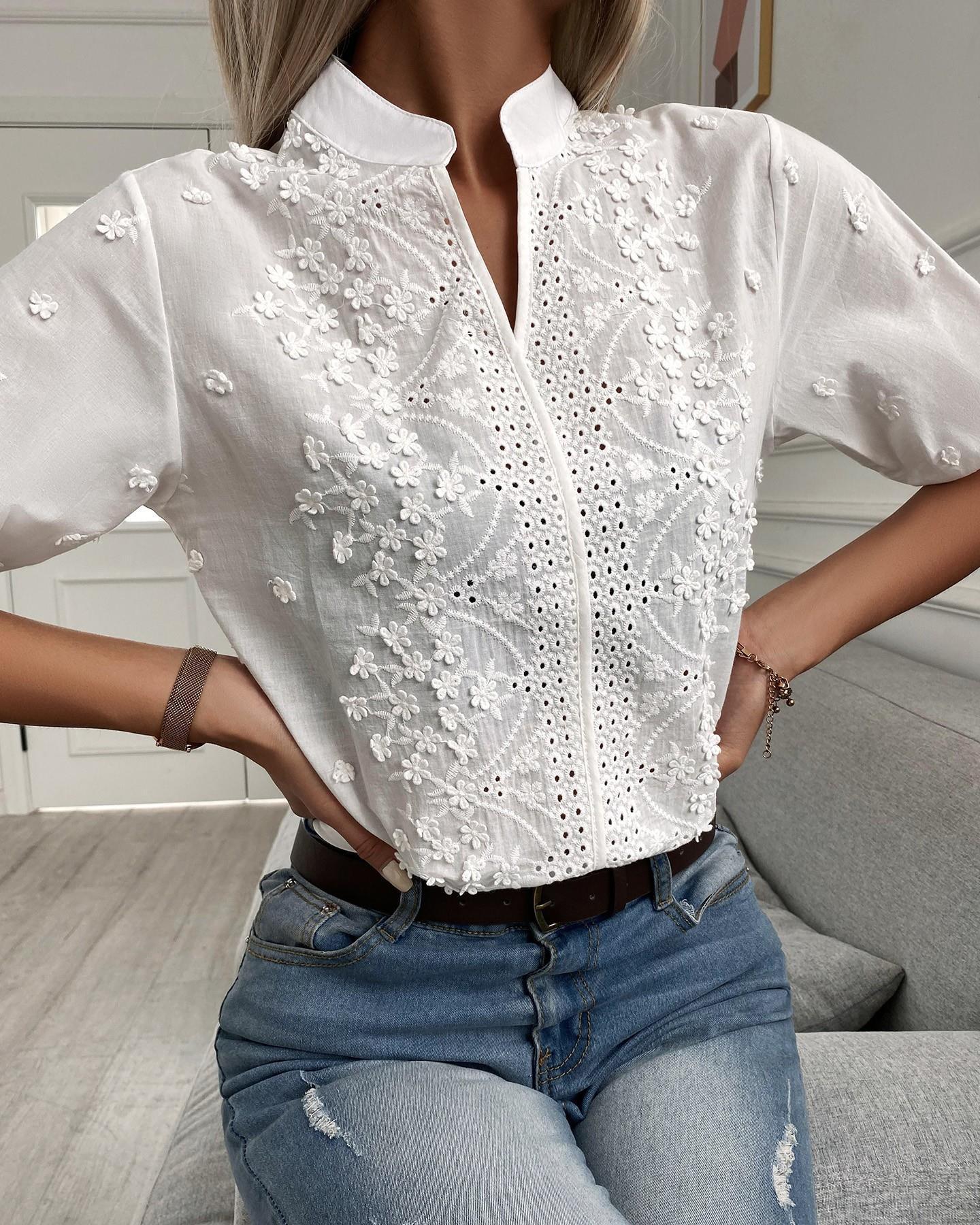 Enid | Blusa con bottoni Ricamata