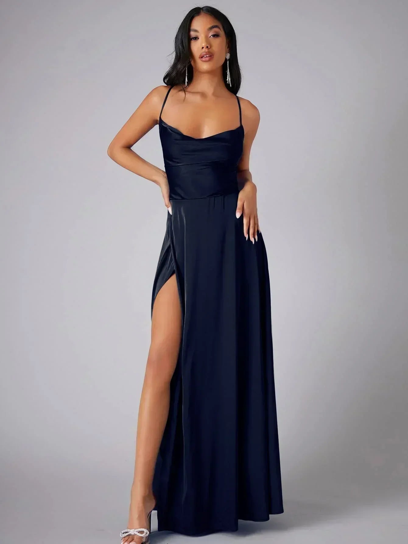 Abito maxi da sera con Spalline sottili per Donne con spacco alto