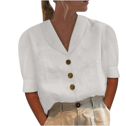 Blusa Retrò-Chic con bottoni e Davanti Anudado