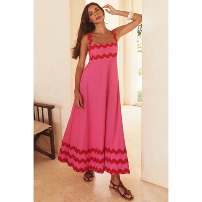 Wrenley - Abito maxi Boho di Collo Desgarrado