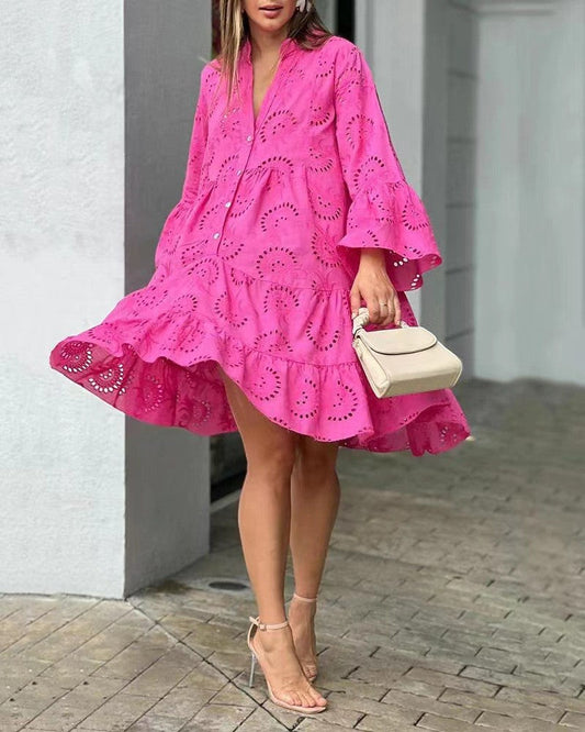 Fawna – Mini Abito Ricamato con Volant