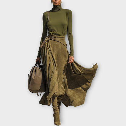 Completo con Gonna Fluida Olive Luxe