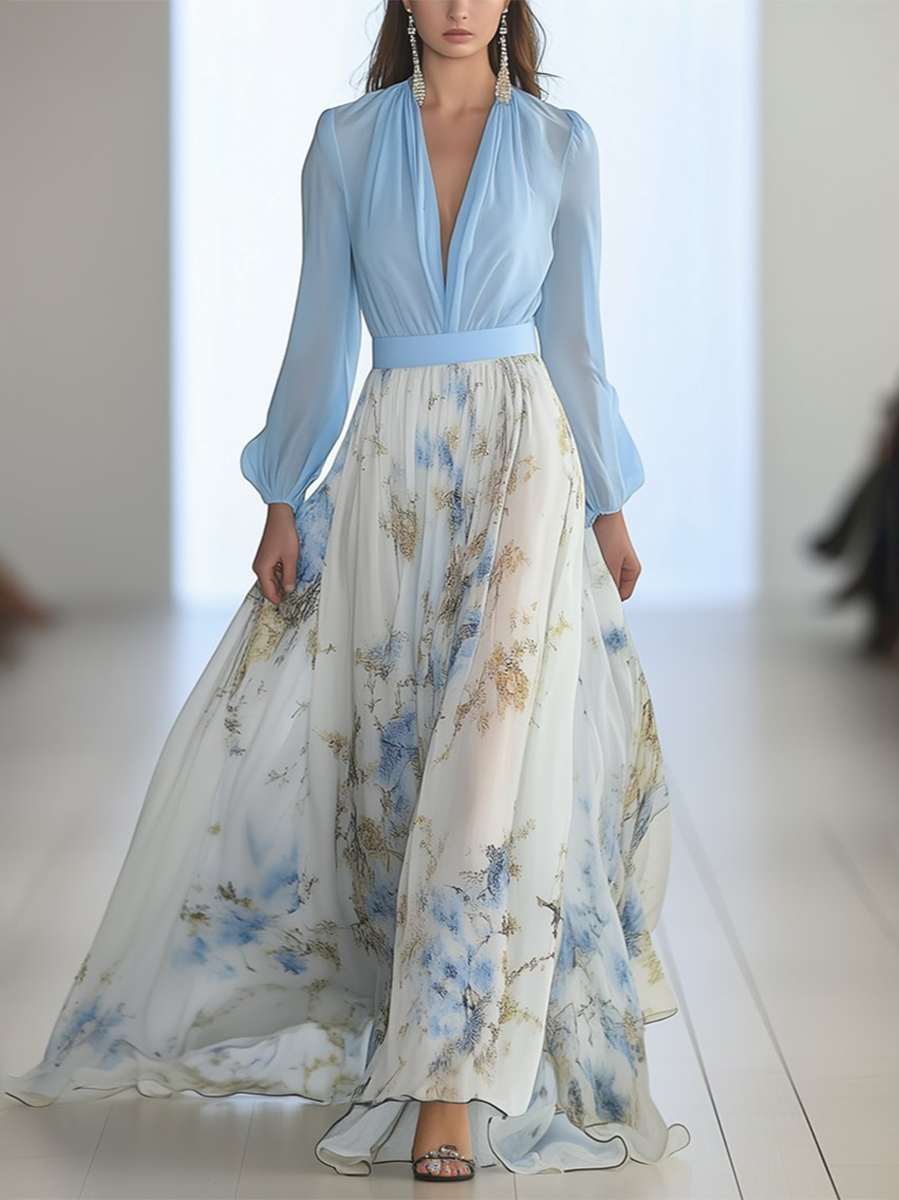 Harper™ | Abito maxi di Impressione Floreale D'effetto