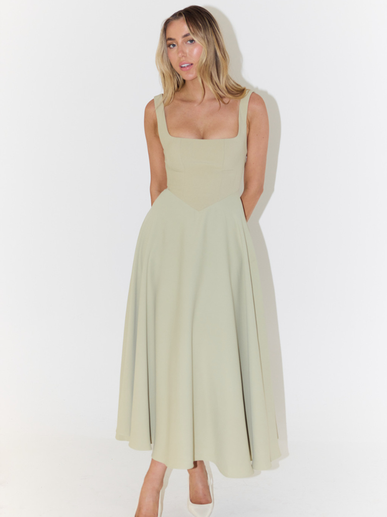 Robe Midi Elegante con Scollo quadrato - Taglio Flattering Senza Tiempo