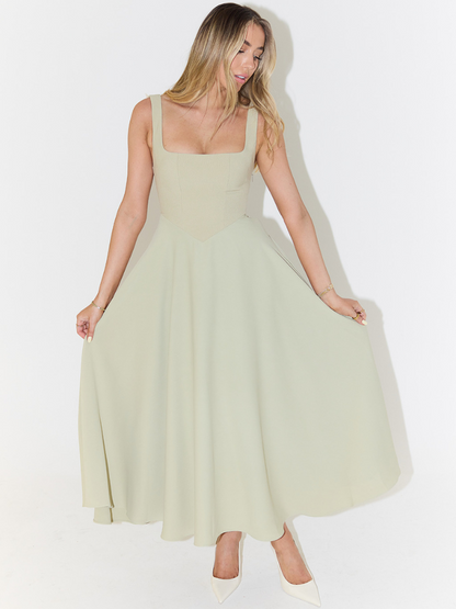 Robe Midi Elegante con Scollo quadrato - Taglio Flattering Senza Tiempo