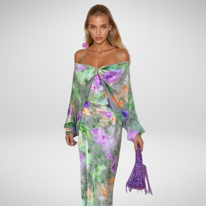 Nancy | Abito maxi elegante Con Bufanda Desmontable