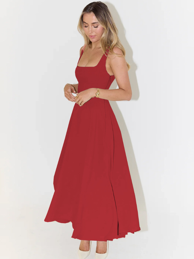 Robe Midi Elegante con Scollo quadrato - Taglio Flattering Senza Tiempo