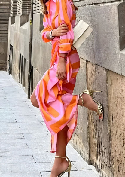 Olivia – Abito chemisier Stampato che Definisce la Vita