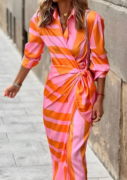Olivia – Abito chemisier Stampato che Definisce la Vita