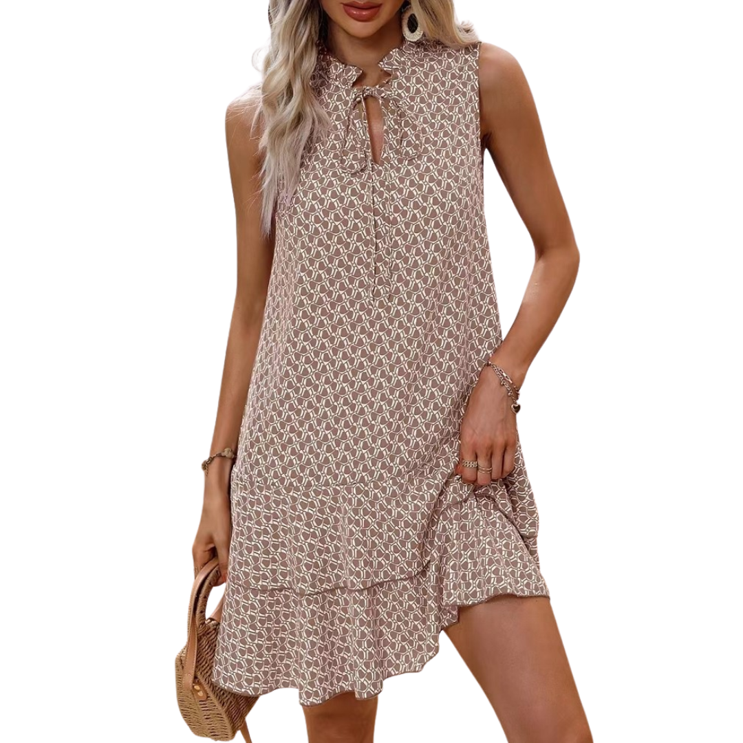 Abito midi Boho Stampato con Spalline Regolabili