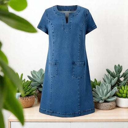 Julia | Abito in denim Morbido con Tasche Frontales