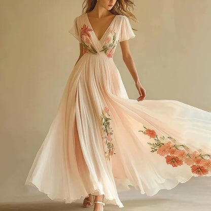 Rosa | Abiti di festa eleganti con scollo a V e vita alta