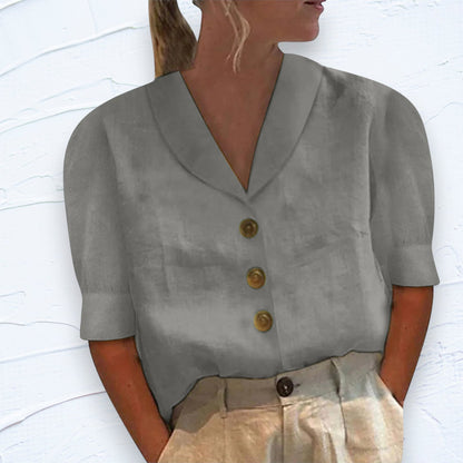 Blusa Retrò-Chic con bottoni e Davanti Anudado