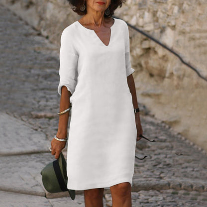 Silvia™ - Abito di collo a V senza tempo che cubre il pancia