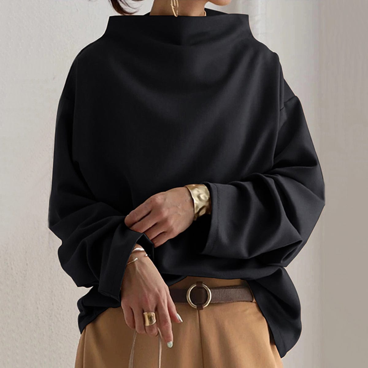 Elly | Top di Maglia Morbido con Collo alto