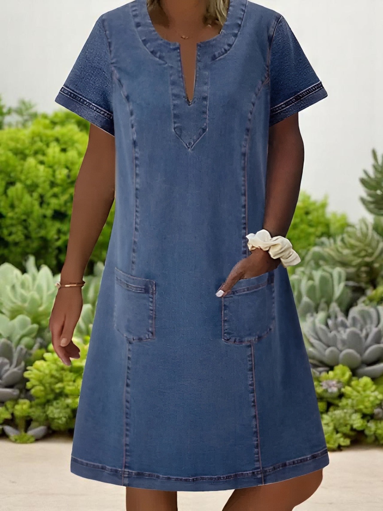 Julia | Abito in denim Morbido con Tasche Frontales
