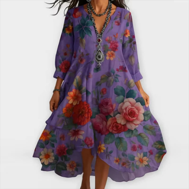 Shanae – Abito Midi Elegante con Motivo Floreale