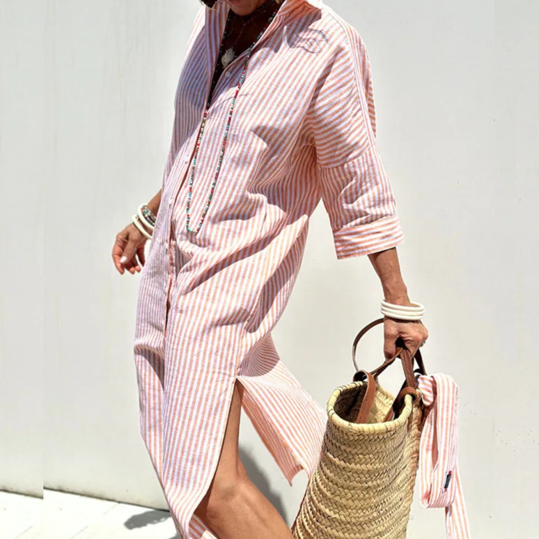 Hazel - Elegante Abito midi a righe di Comfort
