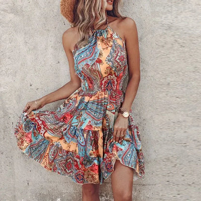 Marlowe - Abito Midi Boho Colorato con scollo a V