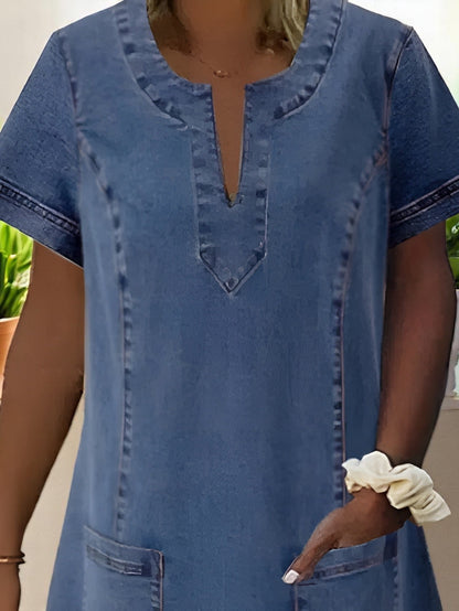 Julia | Abito in denim Morbido con Tasche Frontales