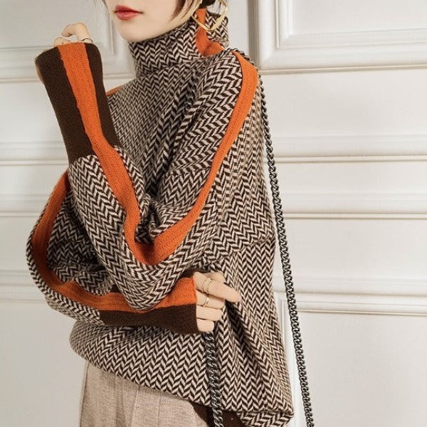Eleanor | Maglione a collo alto in Pied-de-poule di Lusso