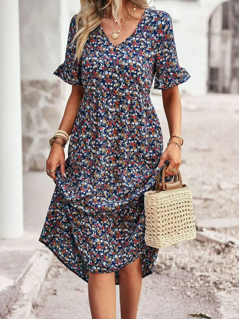 Layla™ - Abito Impreso Elegante con Scollo a V
