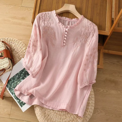 Evelyn – Blusa con bottoni Ricamata