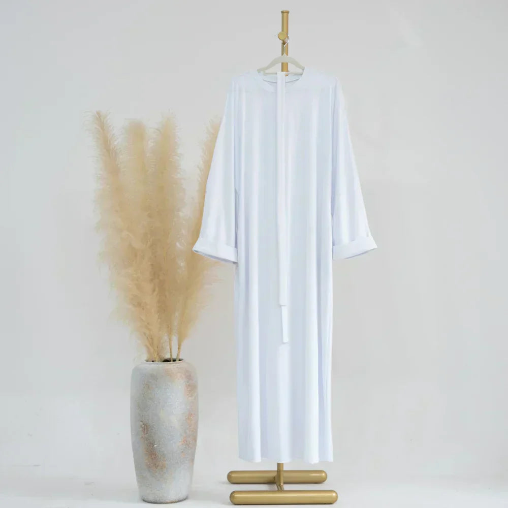 Ariane - Elegante Abaya di Maglia con Cintura e Tasche Laterales