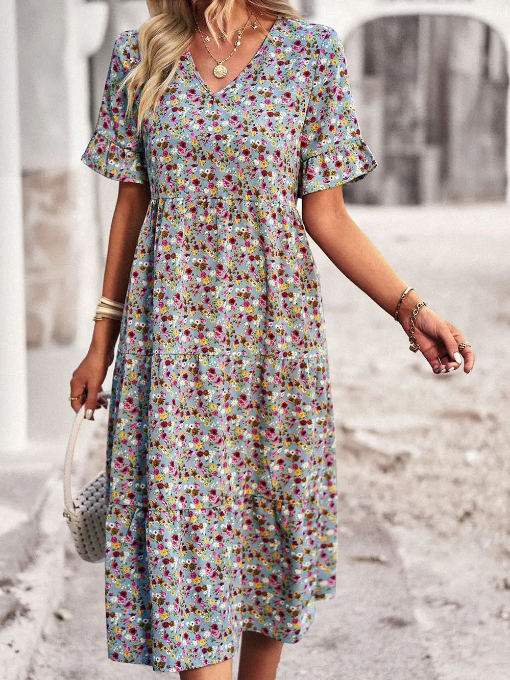 Layla™ - Elegante Abito Impreso con Scollo a V