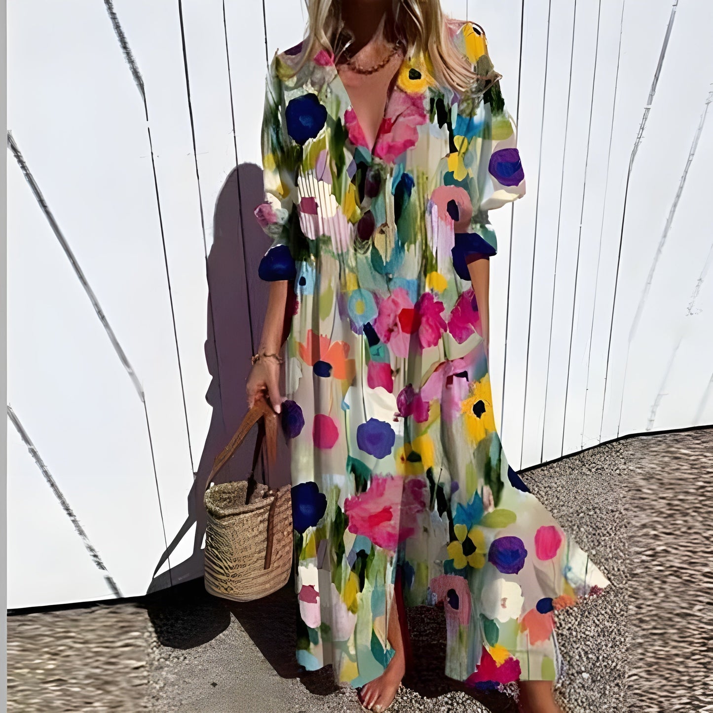 Hannah | Abito di Smock con bottoni Floreali
