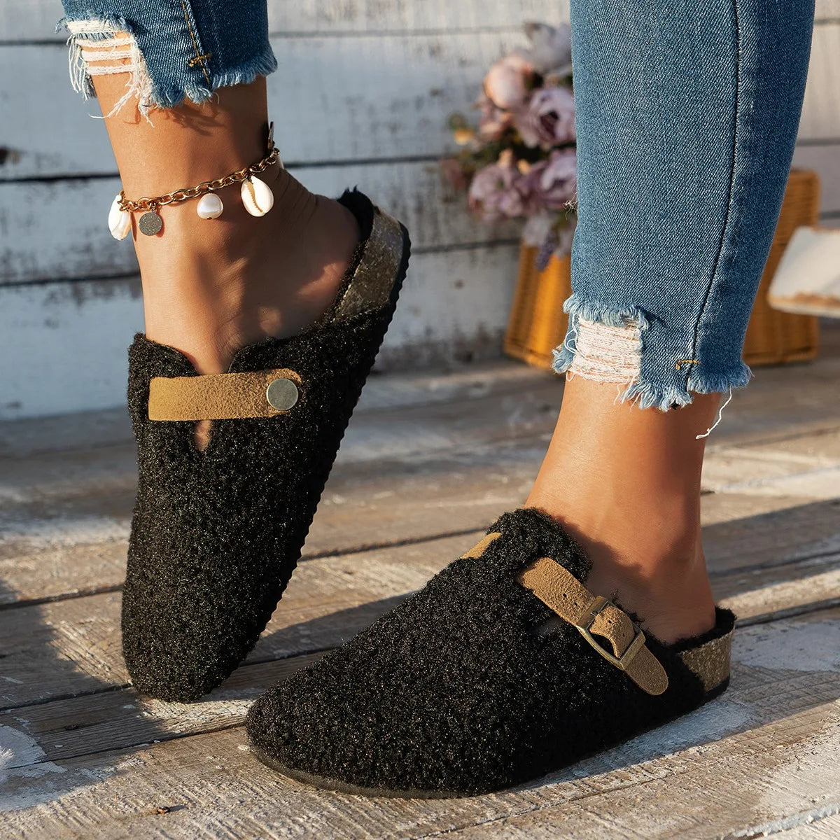 Sneakers di Donna Slip-On con Detalle di Fibbia e Comfort Morbida e Acogedor