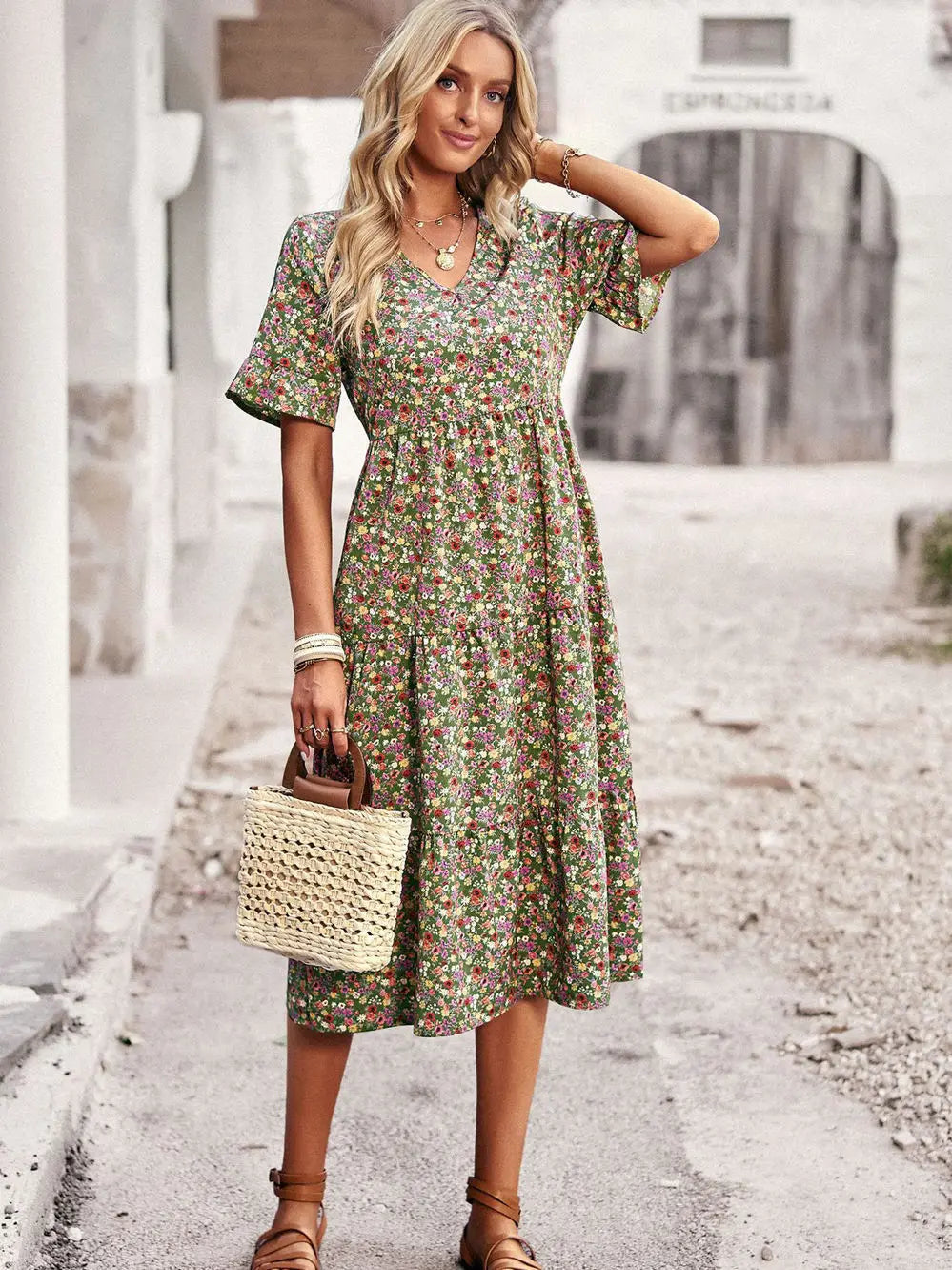 Layla™ - Abito Stampato Elegante con scollo a V