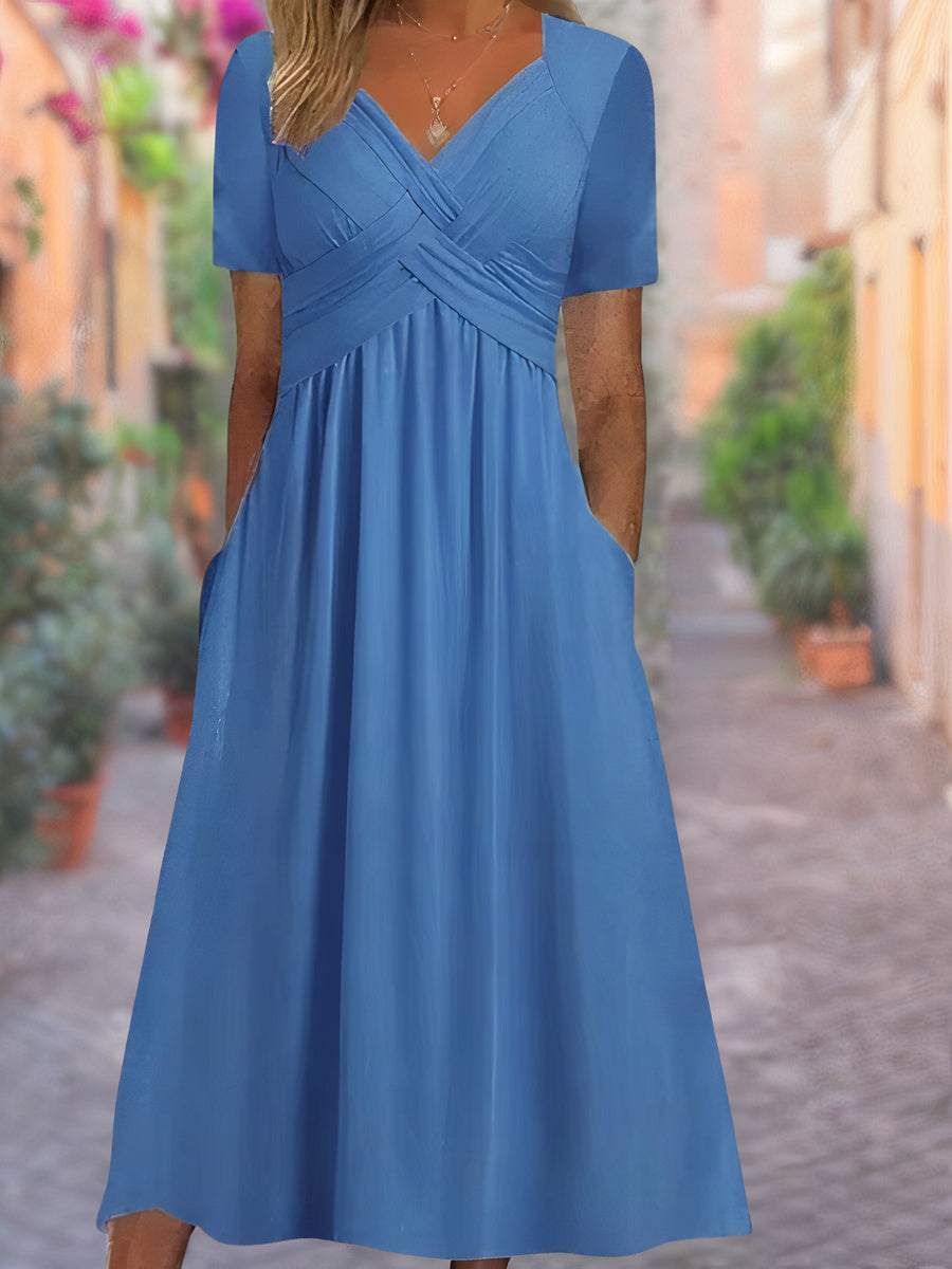 Cora - Abito di V-Collo con Tasche per Donne
