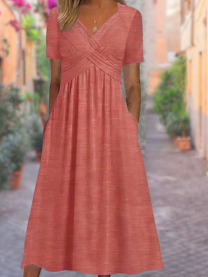 Cora - Abito di V-Collo con Tasche per Donne