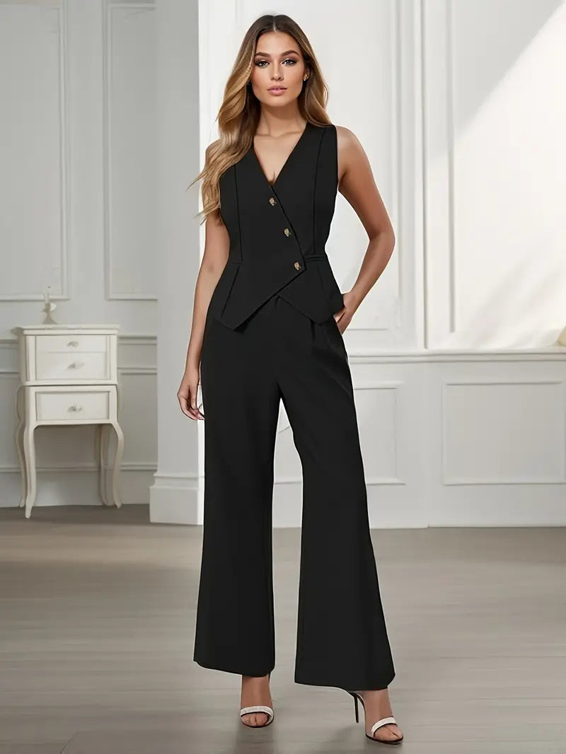 Set due pezzi per Donne con Gilet Senza maniche e Pantaloni a gamba larga