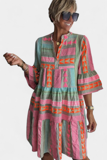 Gina Abito Boho Ricamo con scollo a V