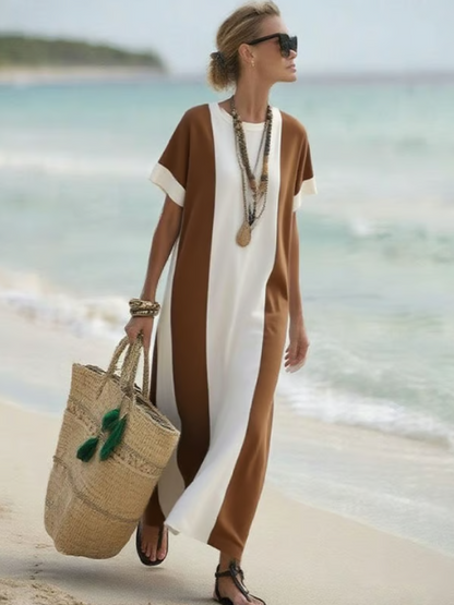 Abito in lino lungo con bloques elegantes