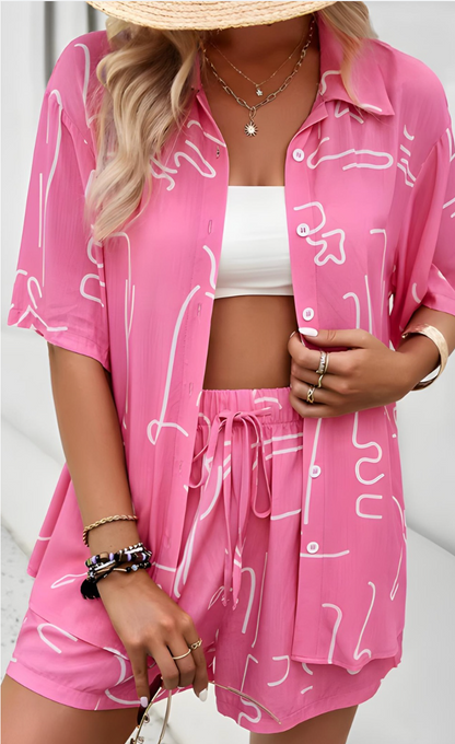 YSARA – SET DI CAMICIA E SHORTS CON STAMPA FLOREALE DI ESTATE
