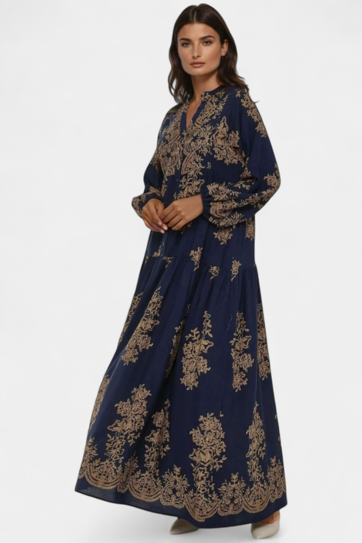 Yaiza Abito maxi con Aire Boho e Stampa Vintage